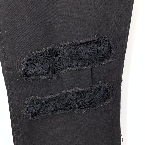 Joe's Jeans Flawless Women's Sz 32 The Charlie High Rise Skinny Jeans Black Lace - Picture 5 of 7